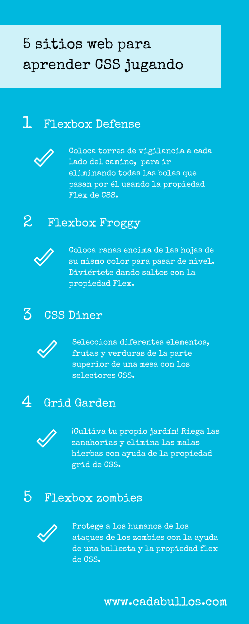 Infografía juegos para aprender css de forma divertida