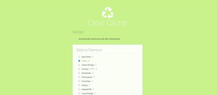 Clear Cache Extensión de Chrome