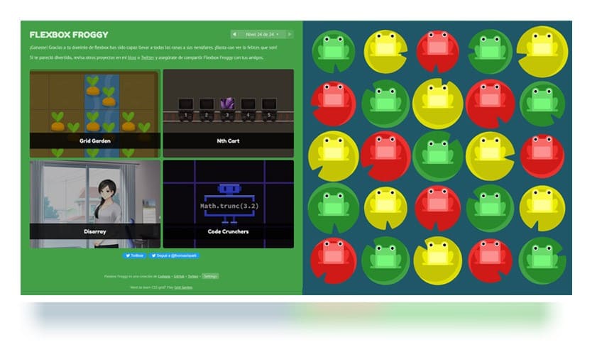 Captura pantalla Flexbox Froggy