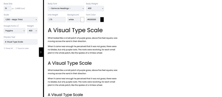 Impresión de pantalla de type-scale.com
